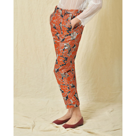 Pantalon chino imprimé lurex Sara Roka