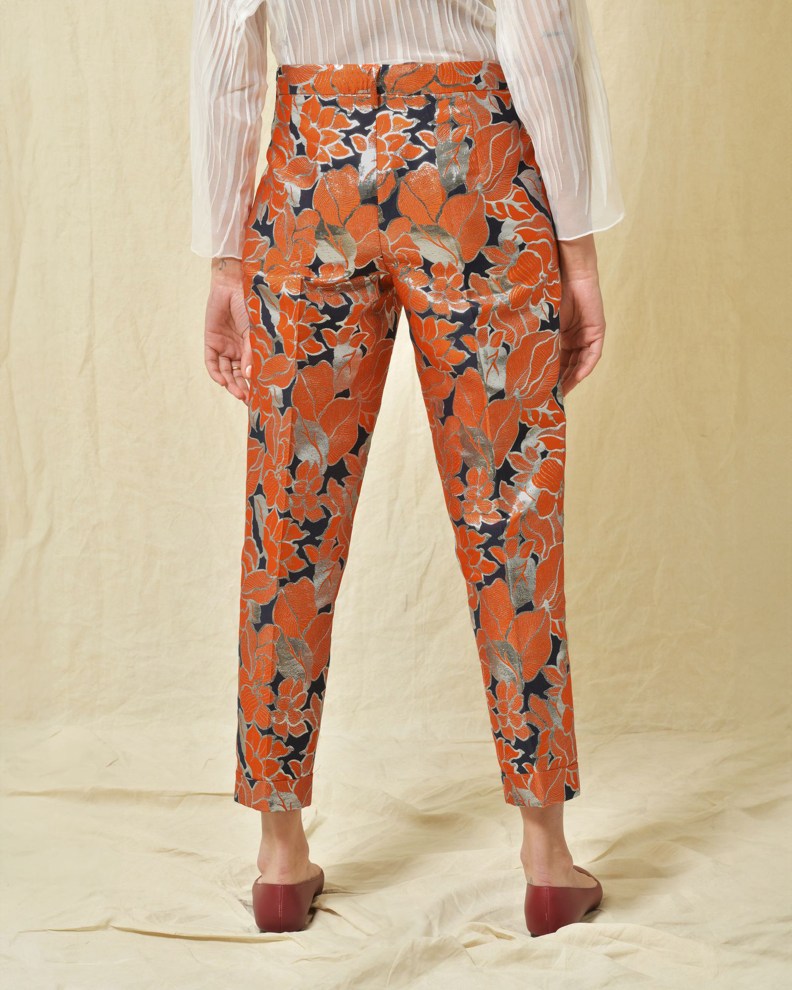 Pantalon chino imprimé lurex Sara Roka