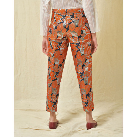 Pantalon chino imprimé lurex Sara Roka