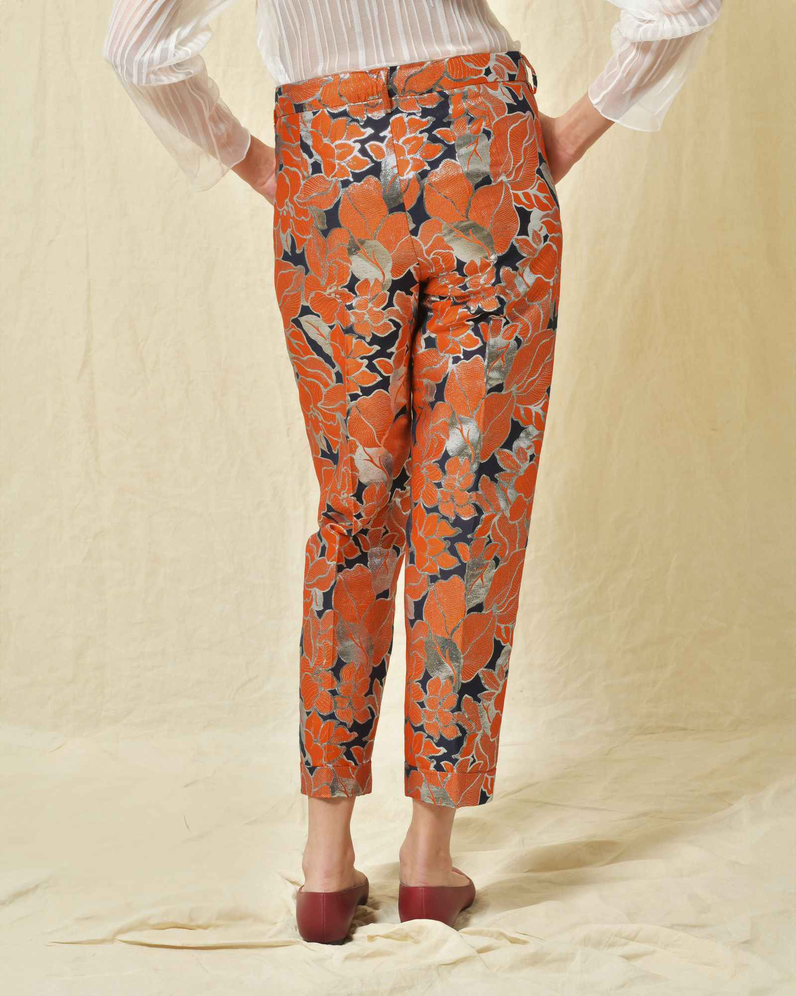 Pantalon chino imprimé lurex Sara Roka