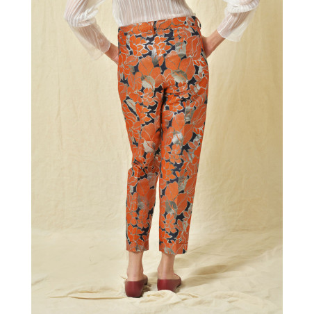 Pantalon chino imprimé lurex Sara Roka