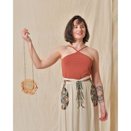 Mini sac à bandoulière en raphia Liviana Conti