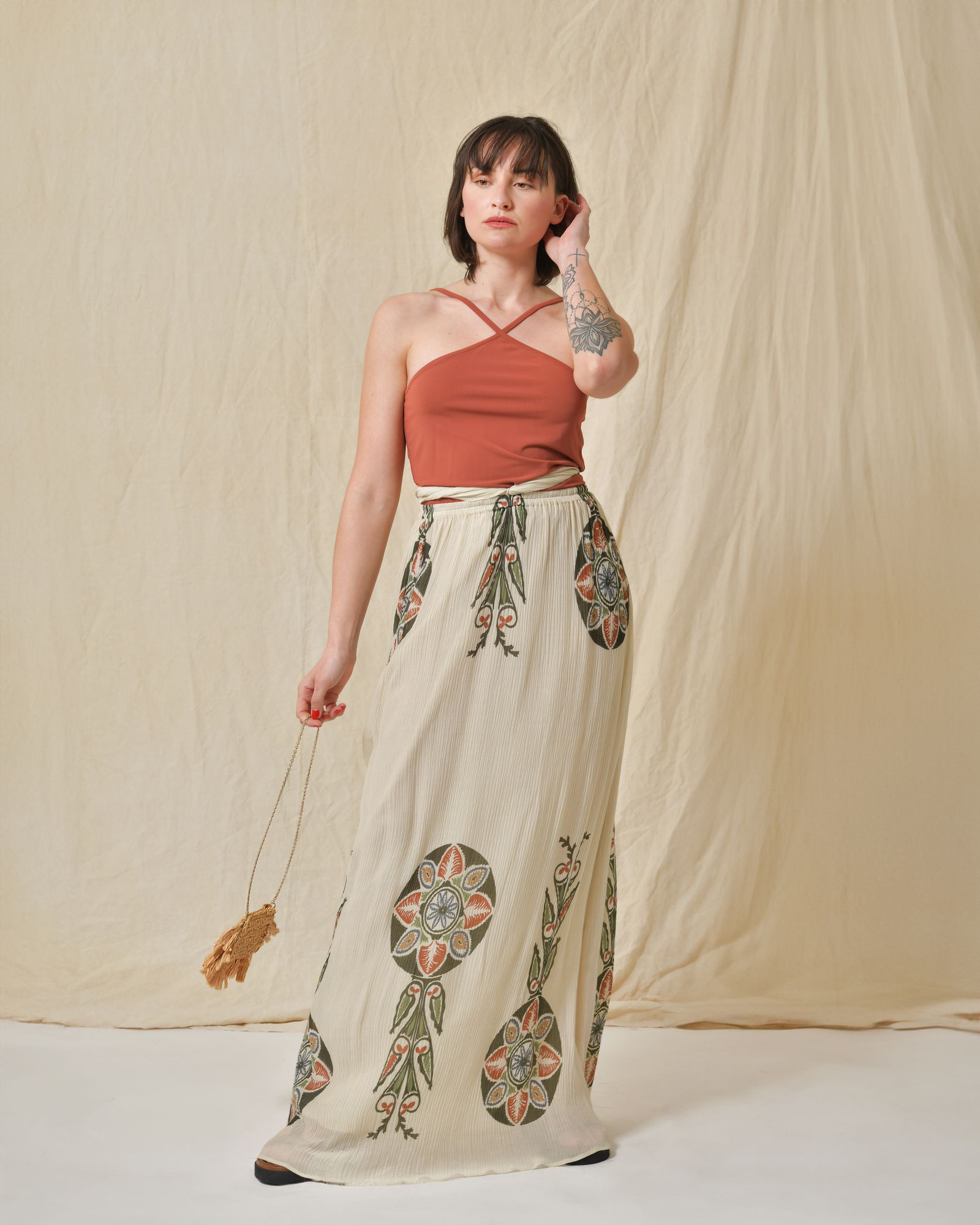 Mini sac à bandoulière en raphia Liviana Conti