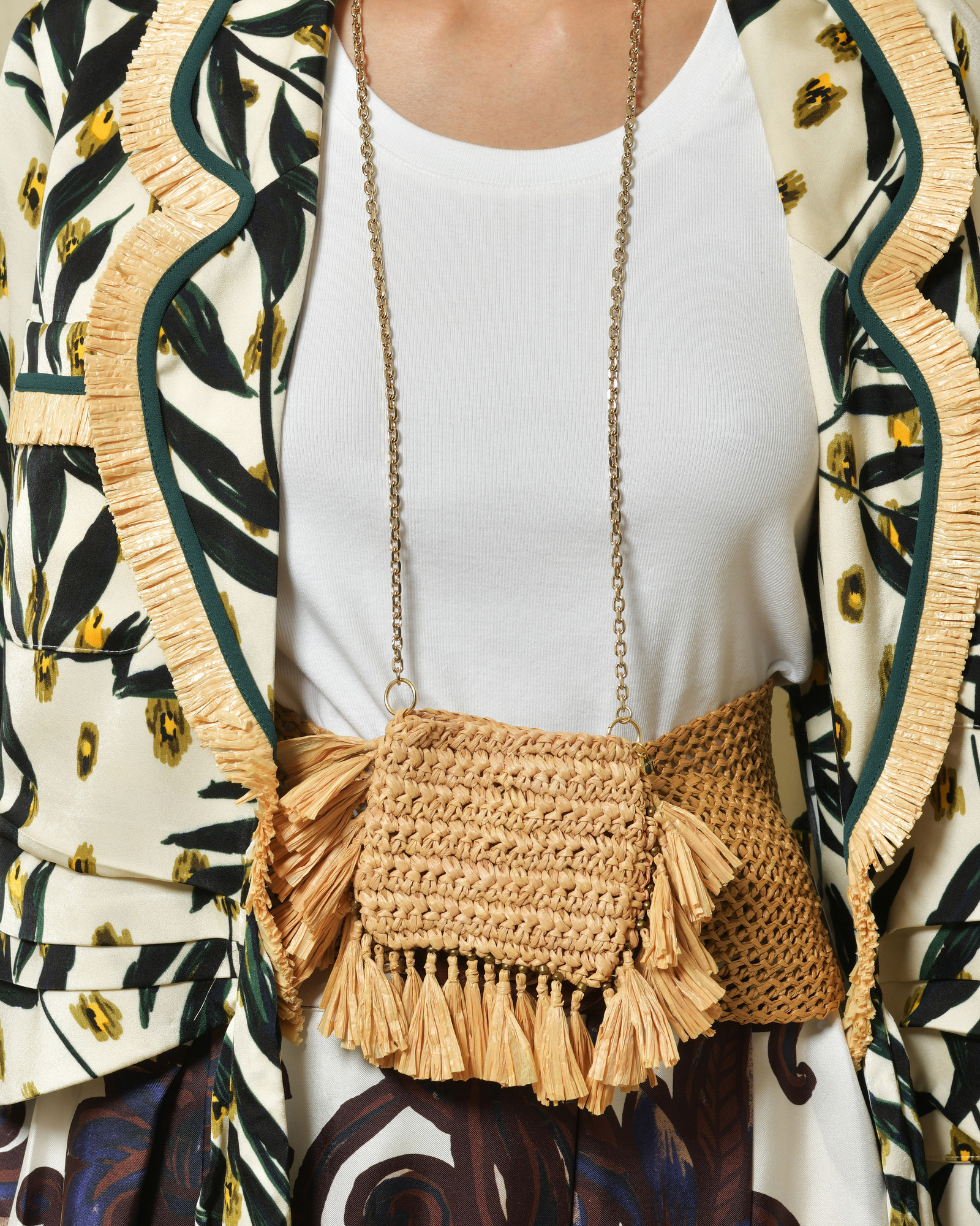 Mini sac à bandoulière en raphia Liviana Conti