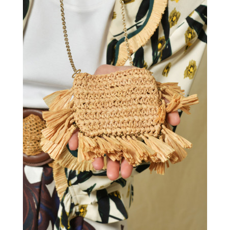 Mini sac à bandoulière en raphia Liviana Conti