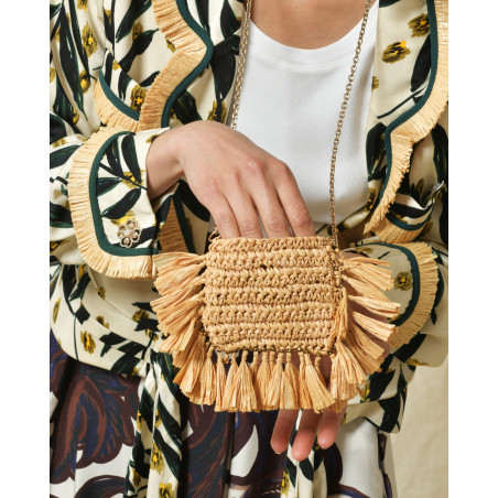 Mini sac à bandoulière en raphia Liviana Conti