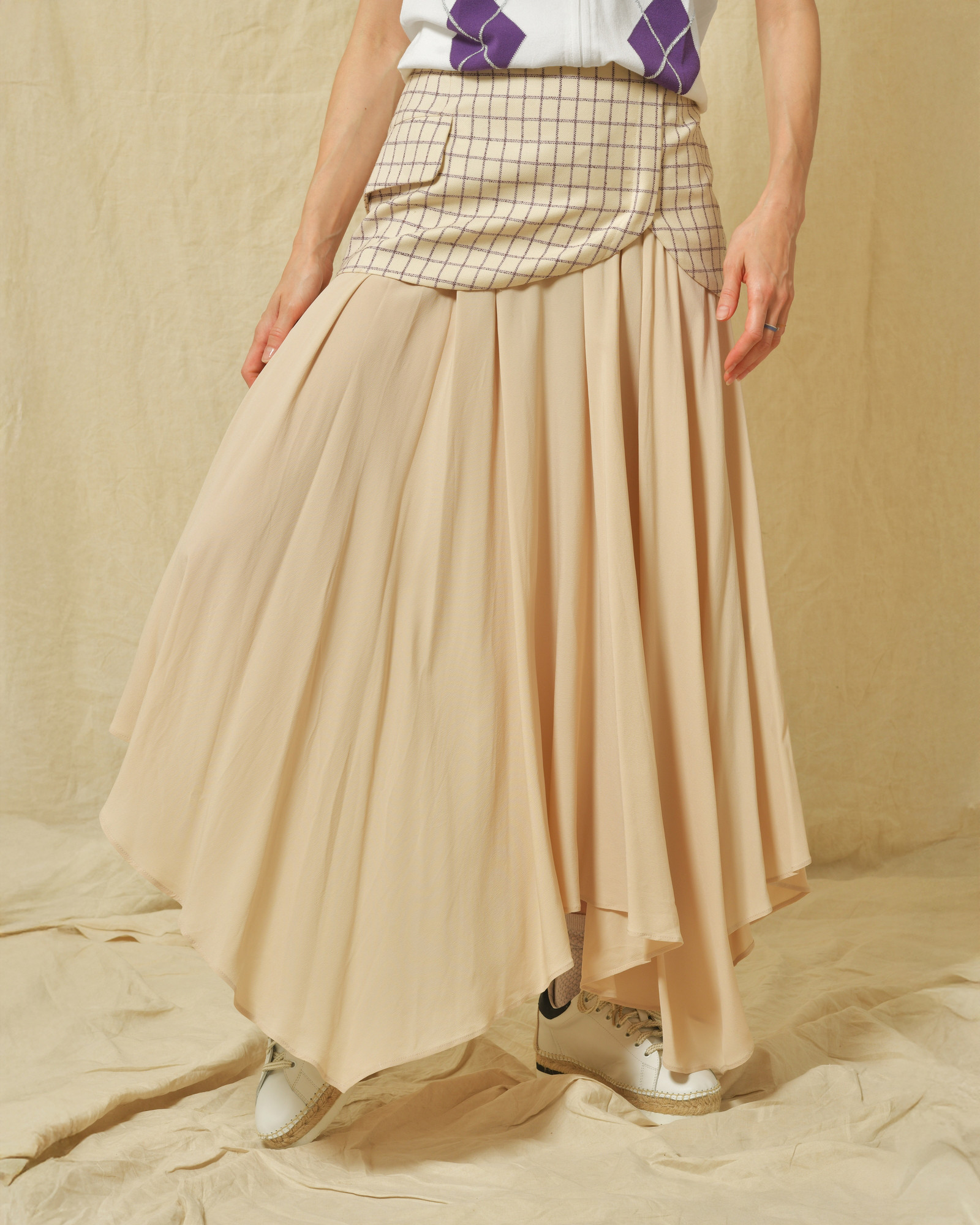 Jupe superposée à carreaux Erika Cavallini