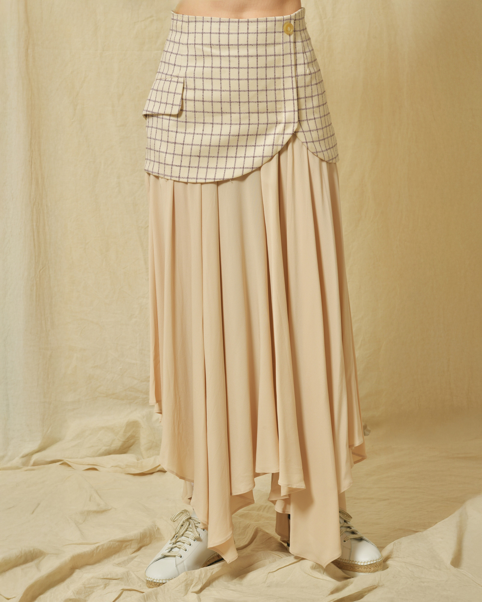 Jupe superposée à carreaux Erika Cavallini