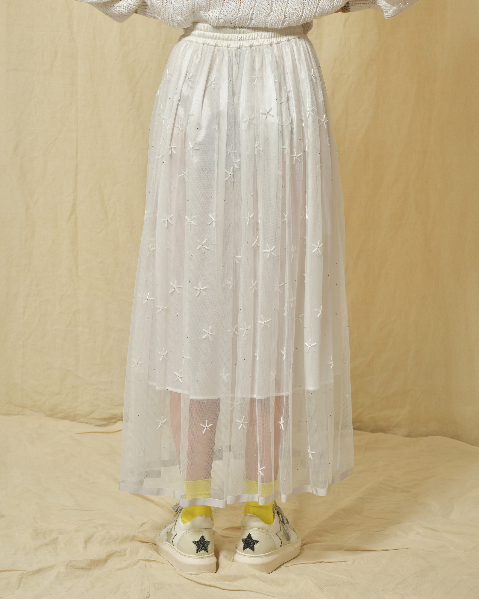 Jupe longue en tulle brodée Lorena Antoniazzi