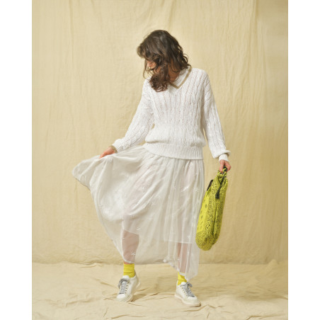 Jupe longue en tulle brodée Lorena Antoniazzi