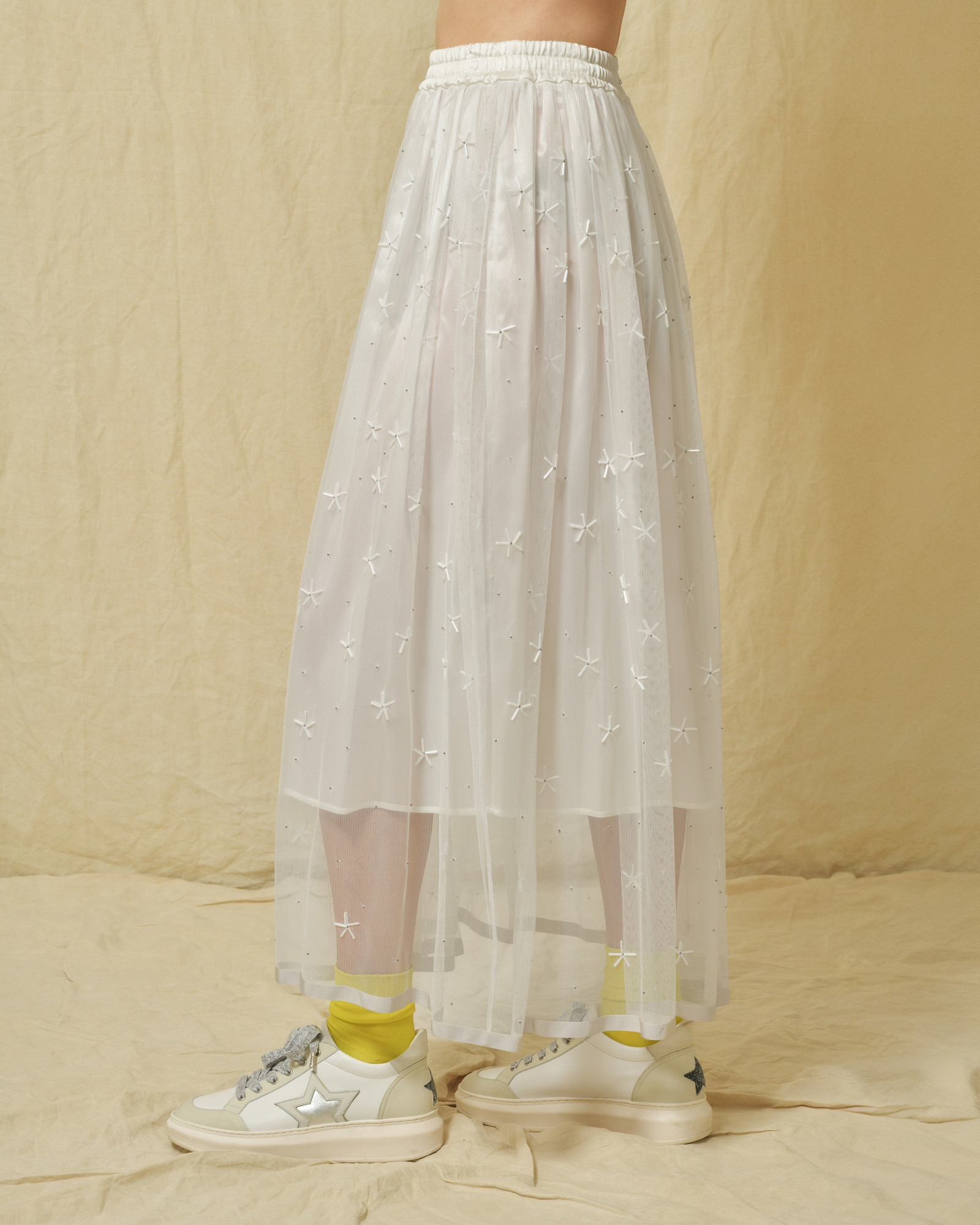 Jupe longue en tulle brodée Lorena Antoniazzi