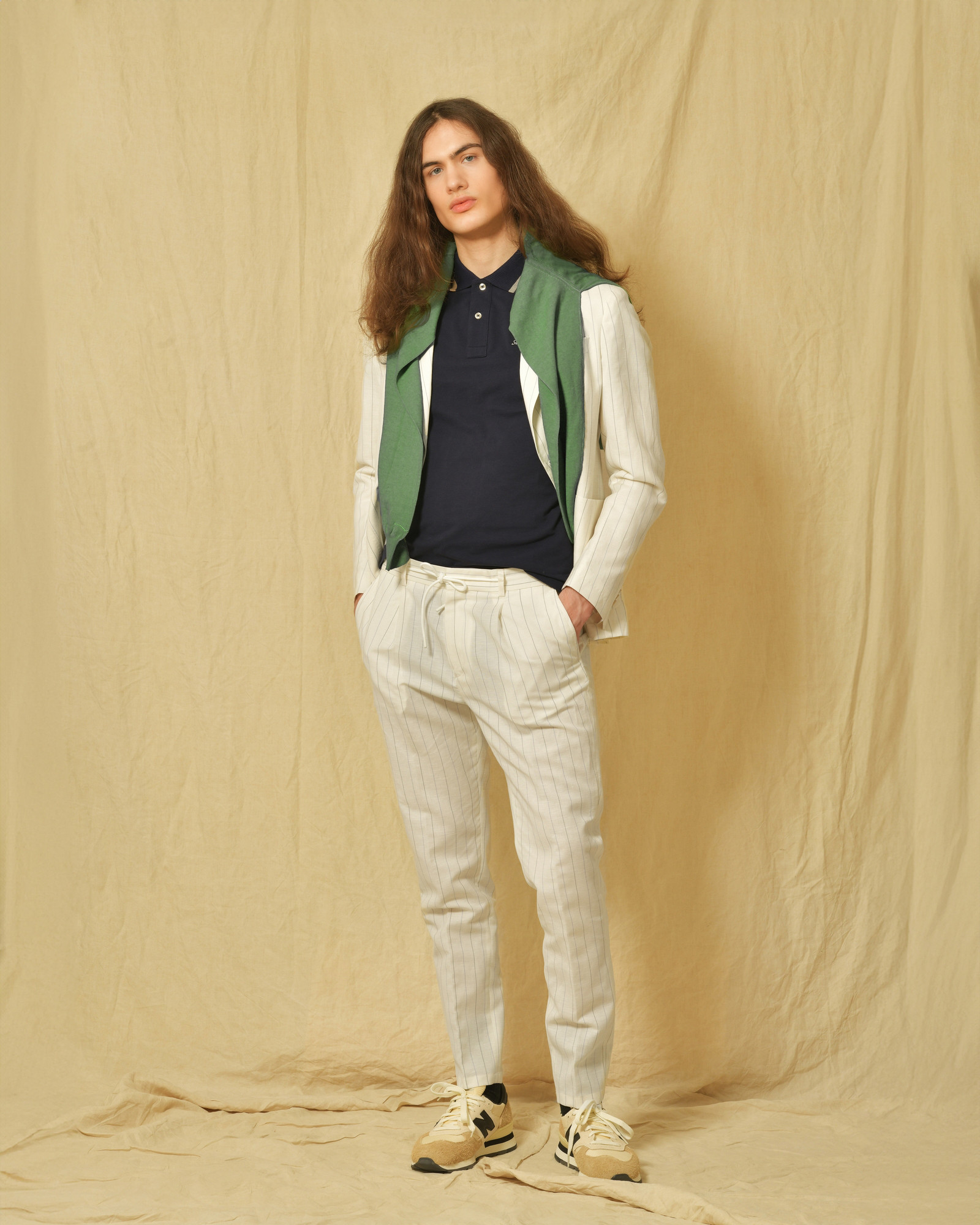 Costume en lin et laine à rayures Manuel Ritz