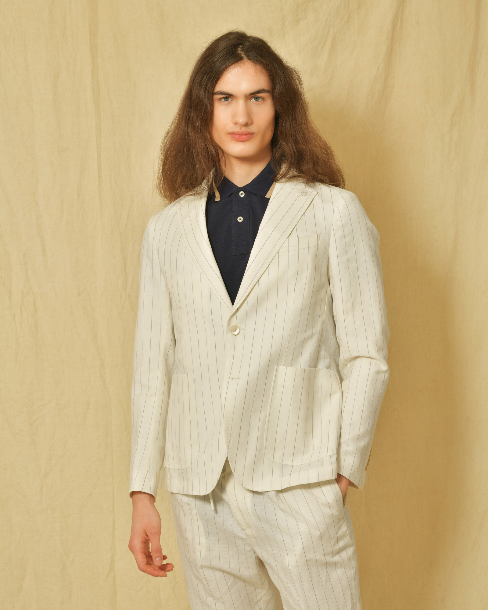 Costume en lin et laine à rayures Manuel Ritz