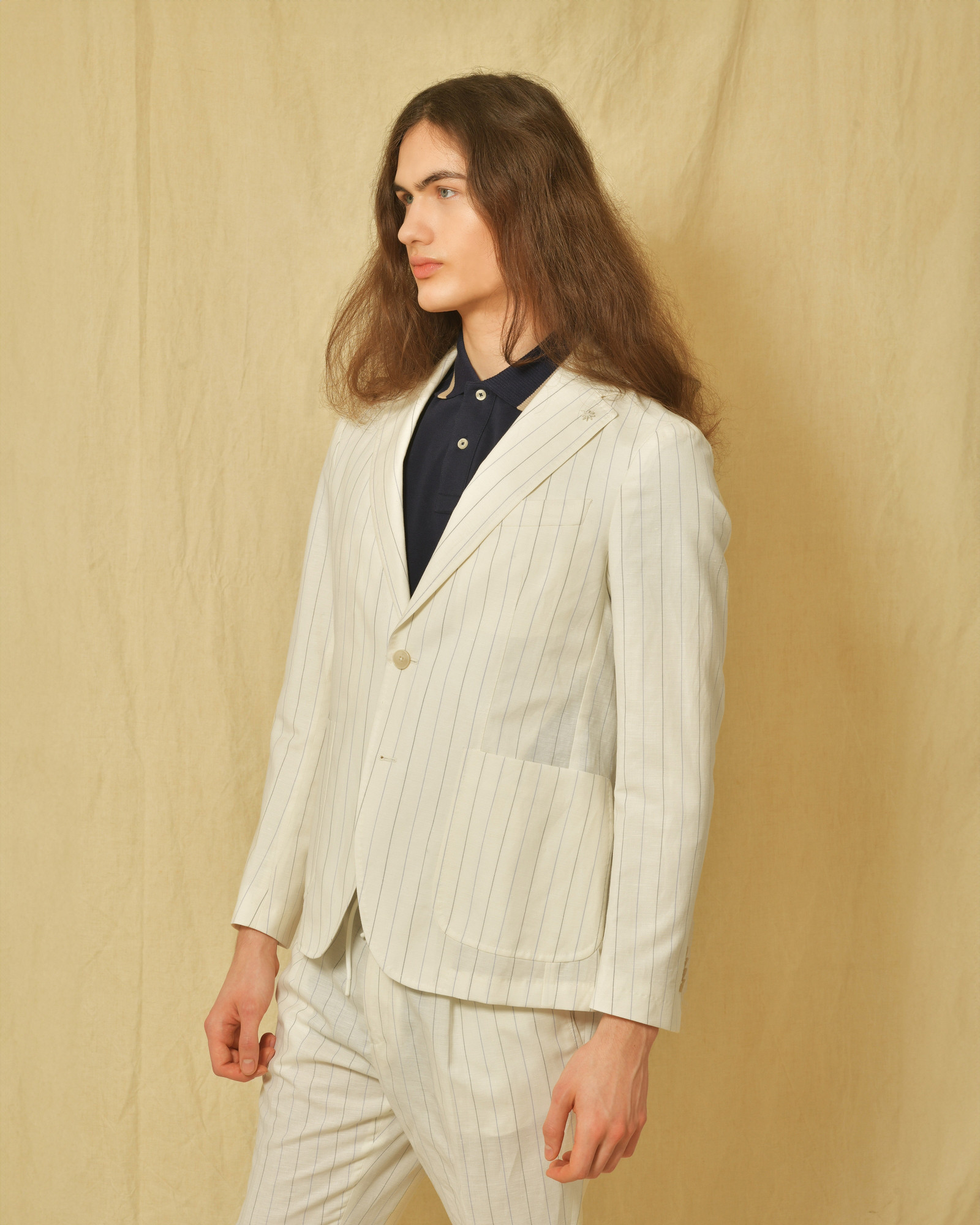 Costume en lin et laine à rayures Manuel Ritz
