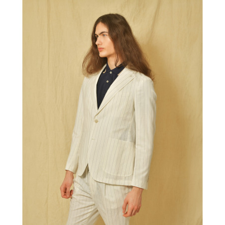 Costume en lin et laine à rayures Manuel Ritz