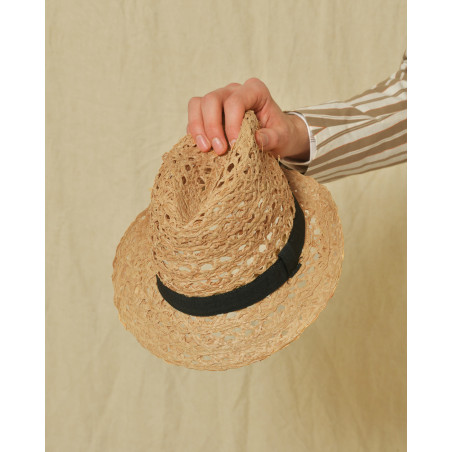 Chapeau en raphia à rubans Caterina Bertini