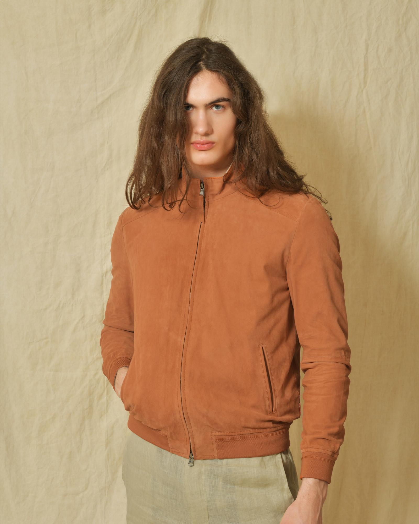 Veste terracotta en daim de chèvre AT.P.CO