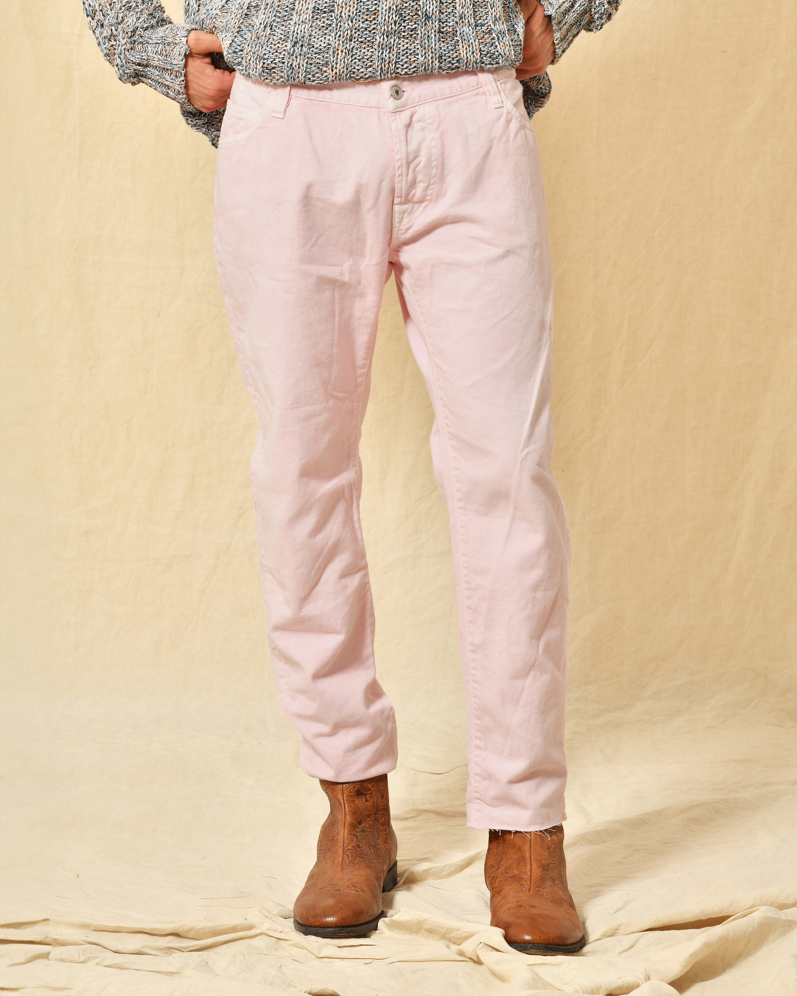 Pantalon en denim rose Maurizio Massimino