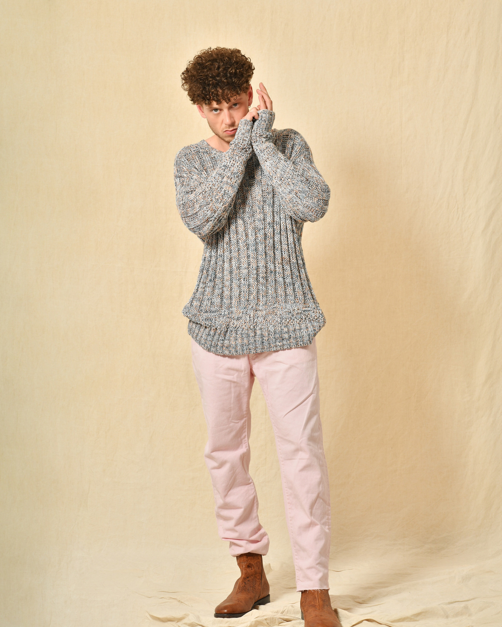 Pantalon en denim rose Maurizio Massimino