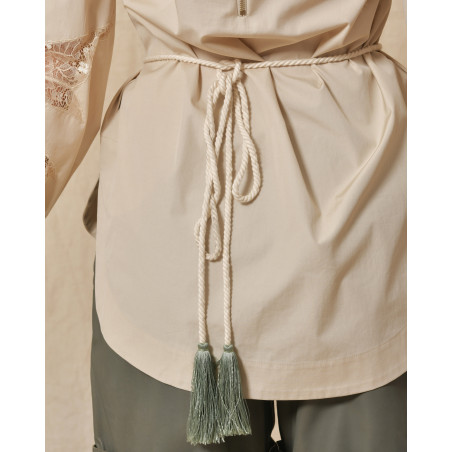 Ceinture corde noué ecru et vert