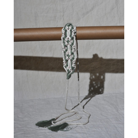 Ceinture corde noué ecru et vert