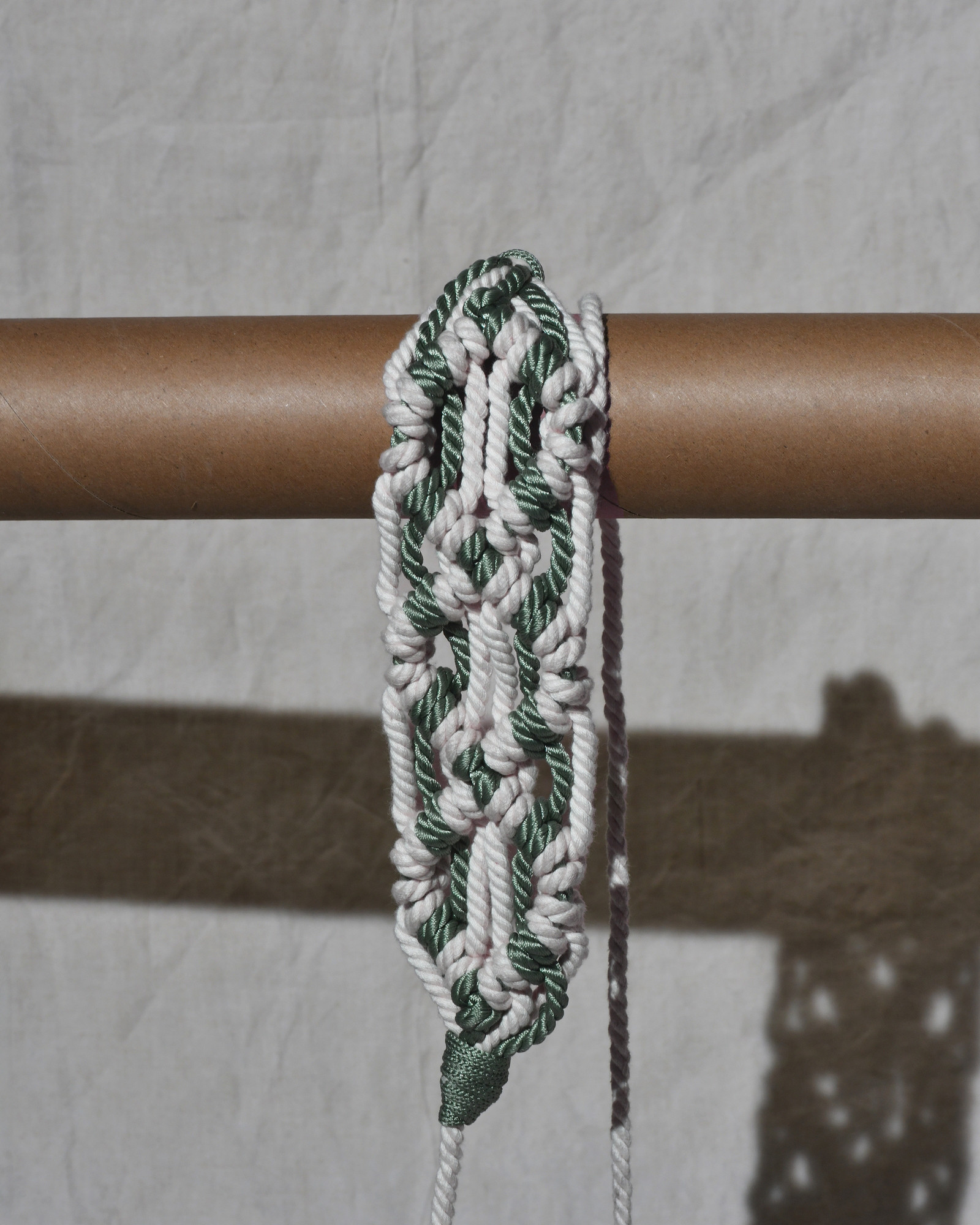 Ceinture corde noué ecru et vert