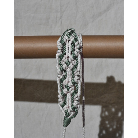 Ceinture corde noué ecru et vert