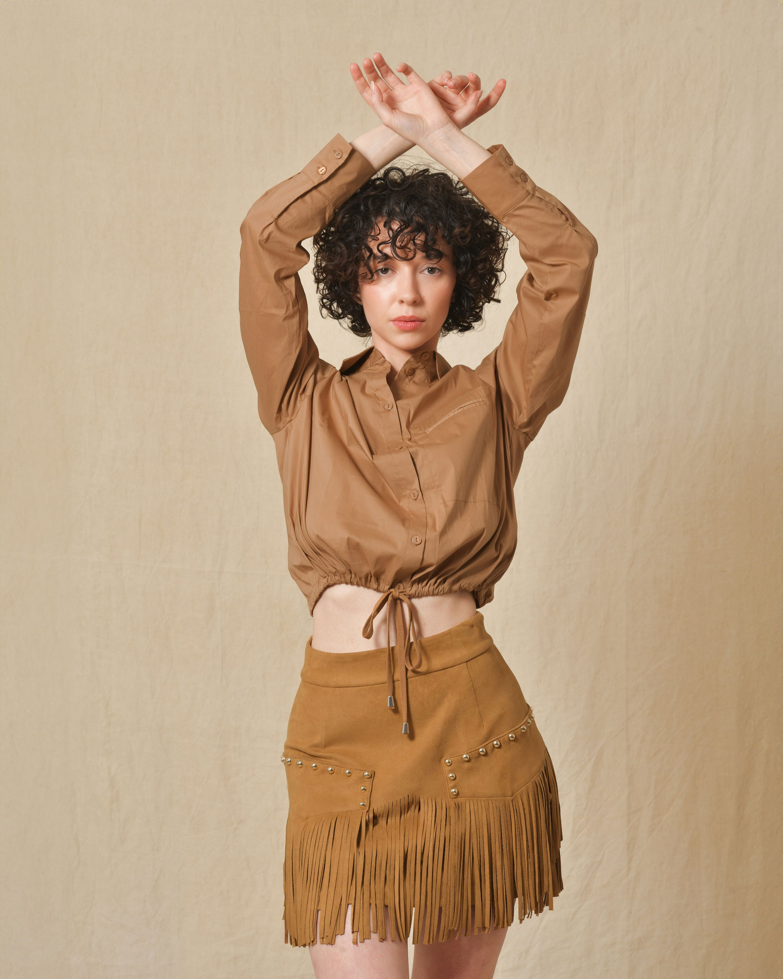 Chemisier en coton en coton camel She’s So