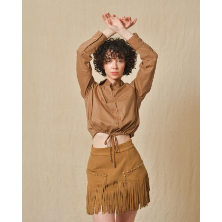 Chemisier en coton en coton camel She’s So