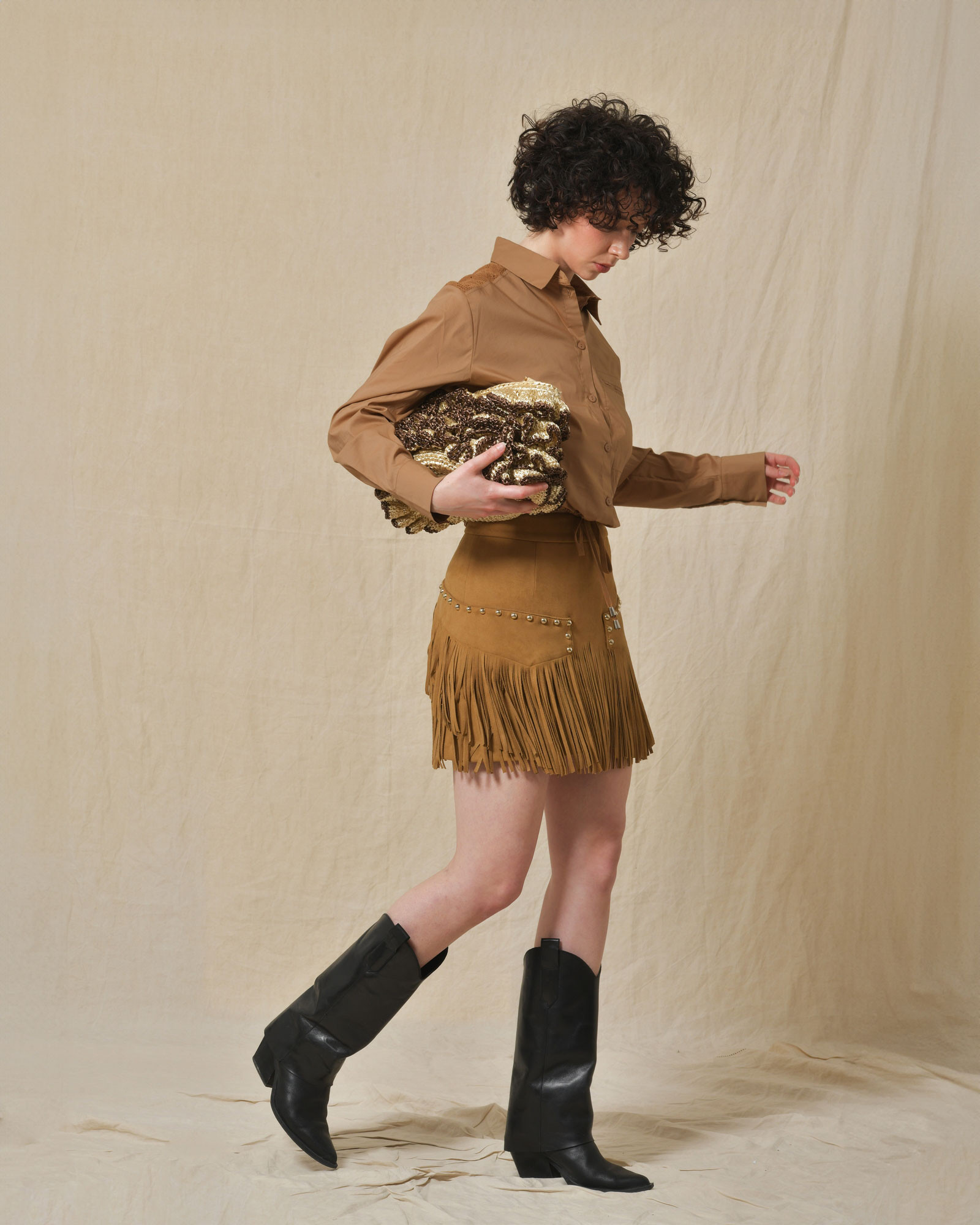 Chemisier en coton en coton camel She’s So