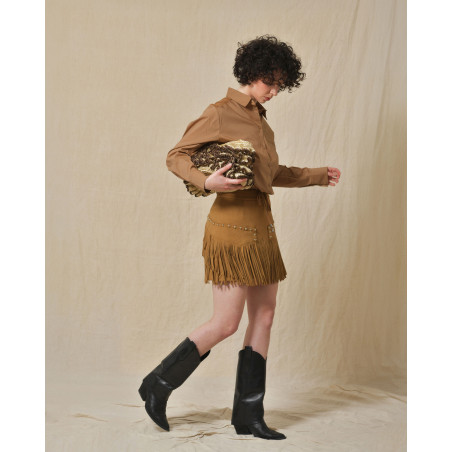 Chemisier en coton en coton camel She’s So