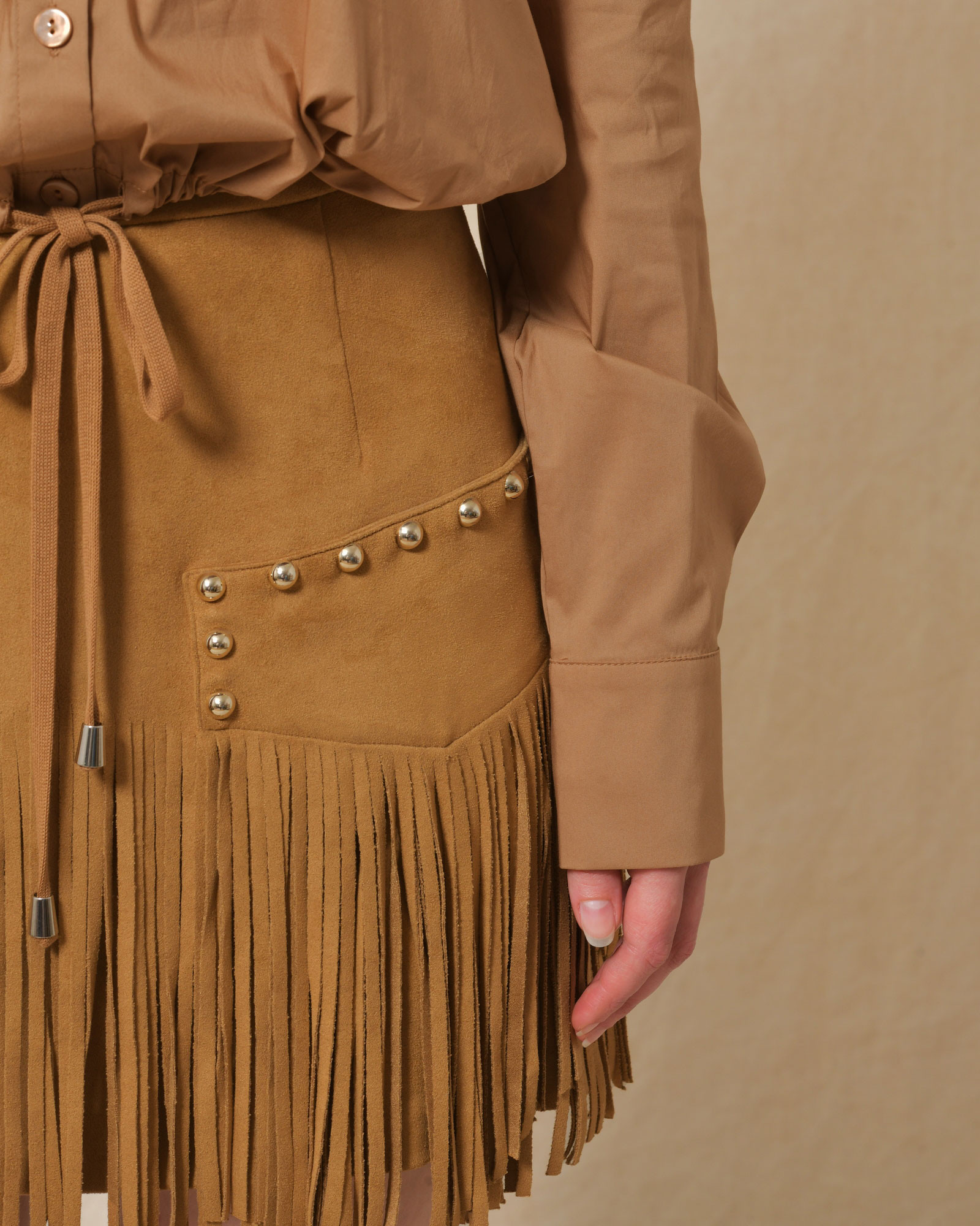 Chemisier en coton en coton camel She’s So