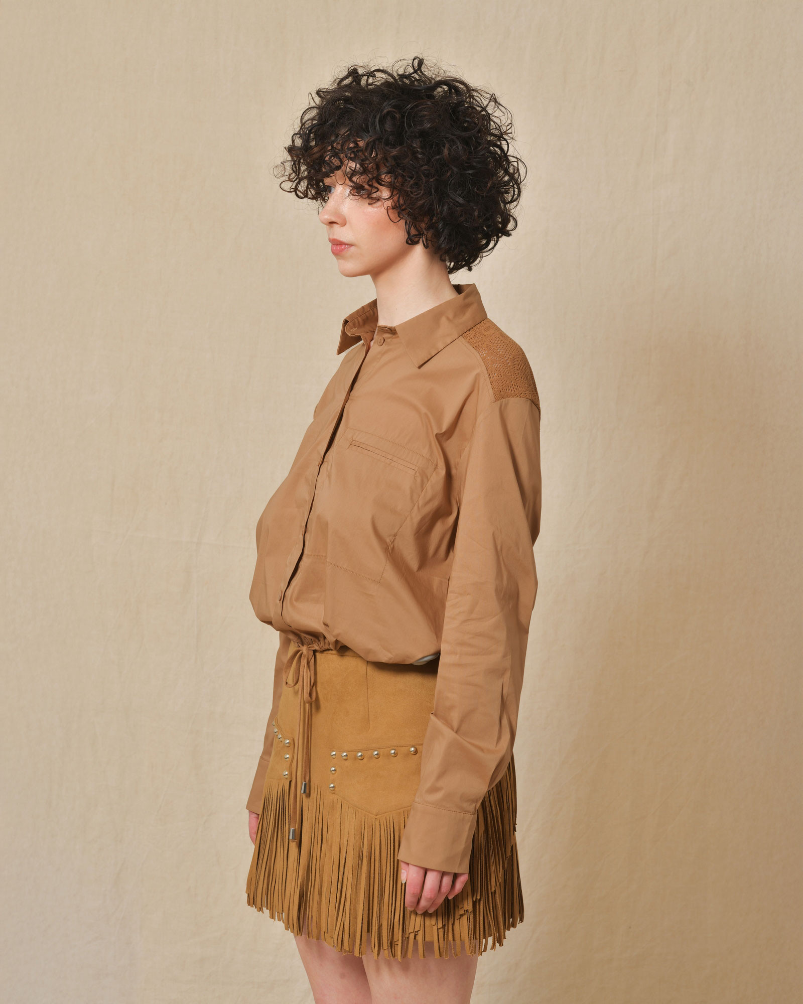 Chemisier en coton en coton camel She’s So