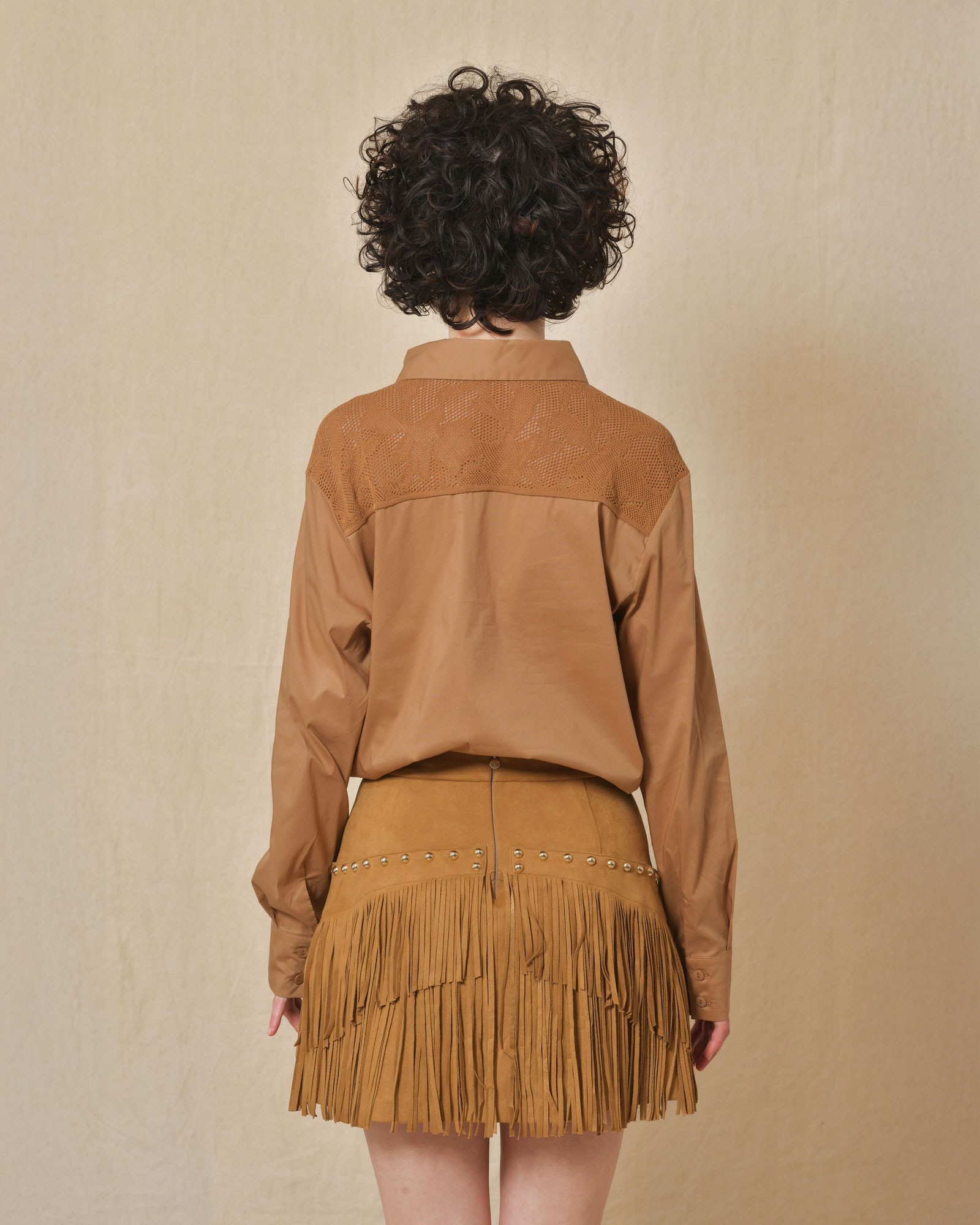 Chemisier en coton en coton camel She’s So