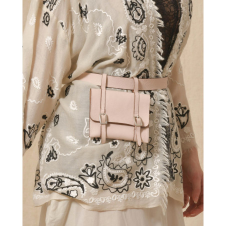 Ceinture pochette en cuir rose Tela