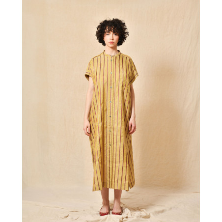 Robe beige à rayures Pomandère