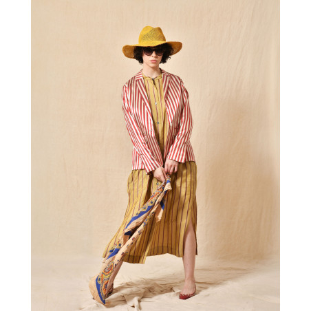 Robe beige à rayures Pomandère