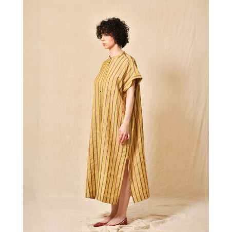Robe beige à rayures Pomandère