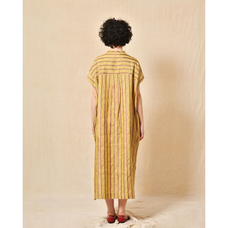 Robe beige à rayures Pomandère