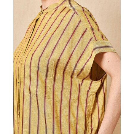 Robe beige à rayures Pomandère