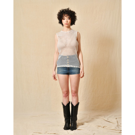 Top blanc en resille Nude