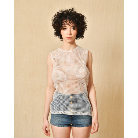 Top blanc en resille Nude
