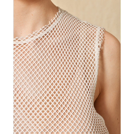 Top blanc en resille Nude