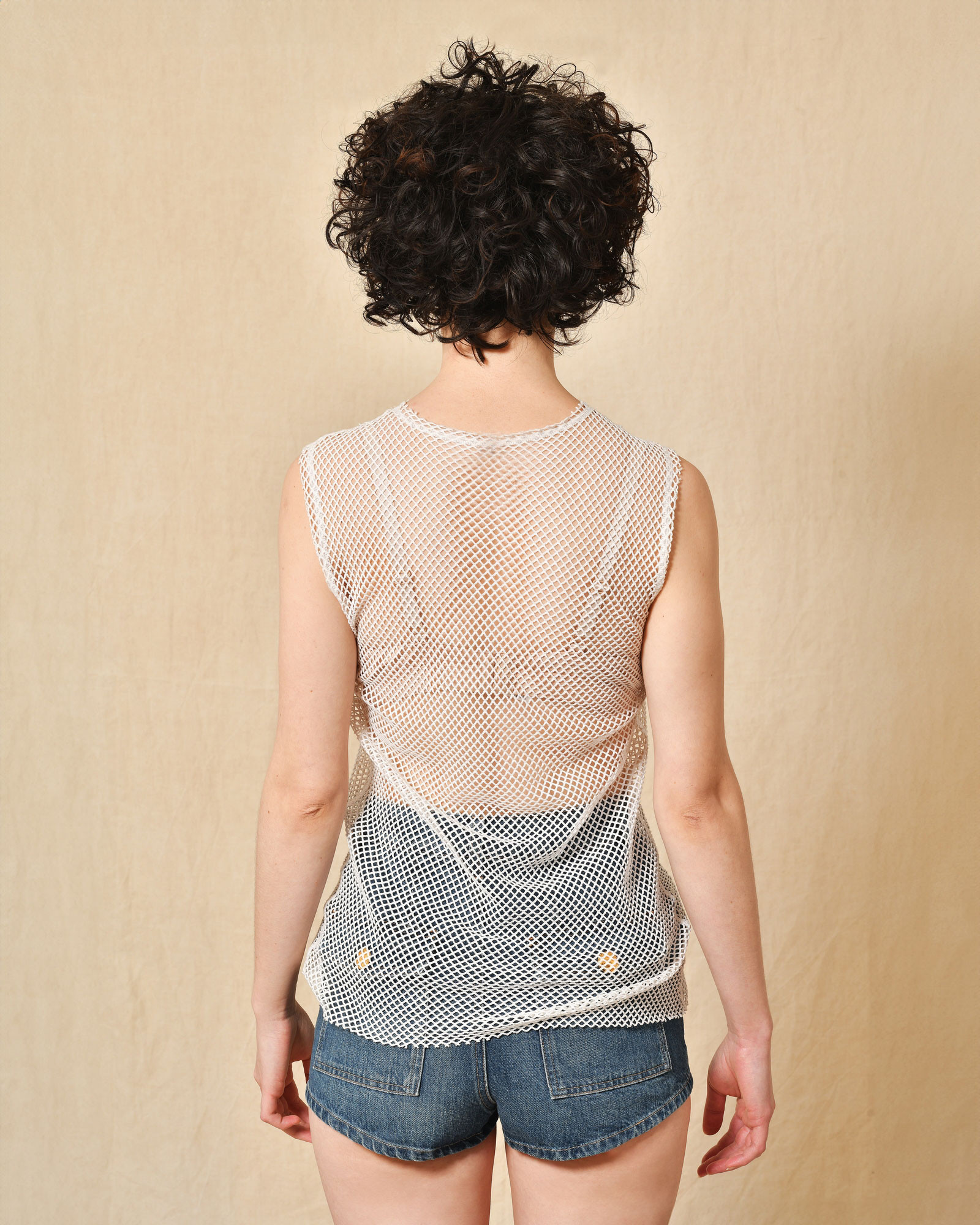 Top blanc en resille Nude