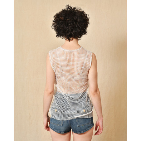 Top blanc en resille Nude