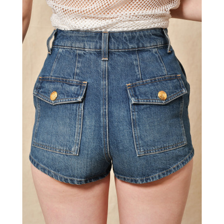 Short en coton bleu Elisabetta Franchi