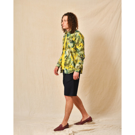 Chemise en soie jaune à motifs Lords & Fools