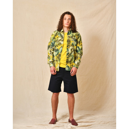 Chemise en soie jaune à motifs Lords & Fools