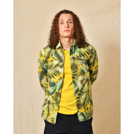 Chemise en soie jaune à motifs Lords & Fools