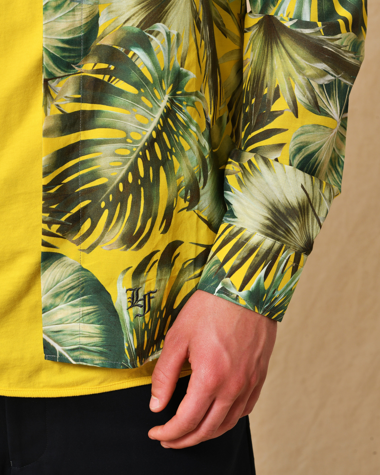 Chemise en soie jaune à motifs Lords & Fools